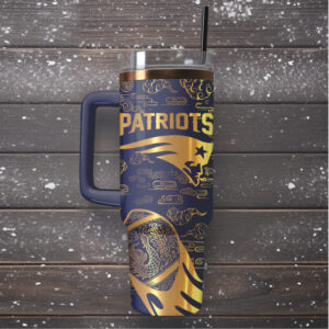 Mistmerch New England Patriots Custom Stanley Quencher 40oz Stainless Steel Tumbler With Handle