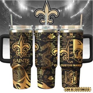 Mistmerch New Orleans Saints Custom Stanley Quencher 40oz Stainless Steel Tumbler With Handle