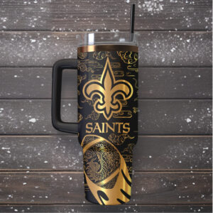Mistmerch New Orleans Saints Custom Stanley Quencher 40oz Stainless Steel Tumbler With Handle