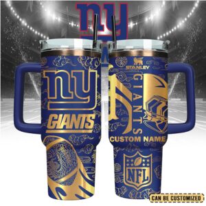 Mistmerch New York Giants Custom Stanley Quencher 40oz Stainless Steel Tumbler With Handle