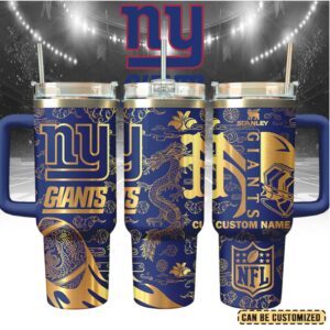 Mistmerch New York Giants Custom Stanley Quencher 40oz Stainless Steel Tumbler With Handle