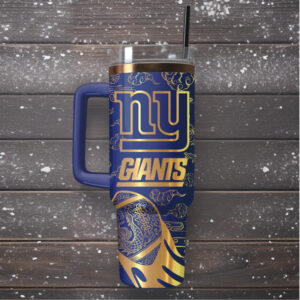 Mistmerch New York Giants Custom Stanley Quencher 40oz Stainless Steel Tumbler With Handle