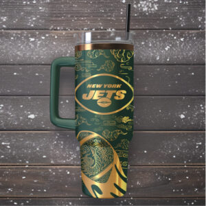Mistmerch New York Jets Custom Stanley Quencher 40oz Stainless Steel Tumbler With Handle