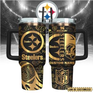 Mistmerch Pittsburgh Steelers Custom Stanley Quencher 40oz Stainless Steel Tumbler With Handle