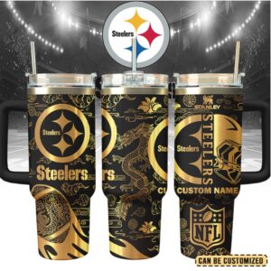 Mistmerch Pittsburgh Steelers Custom Stanley Quencher 40oz Stainless Steel Tumbler With Handle