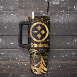 Mistmerch Pittsburgh Steelers Custom Stanley Quencher 40oz Stainless Steel Tumbler With Handle
