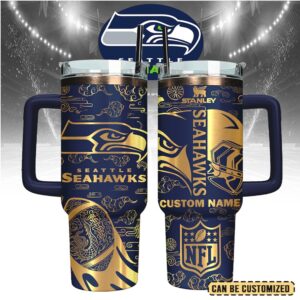 Mistmerch Seattle Seahawks Custom Stanley Quencher 40oz Stainless Steel Tumbler With Handle