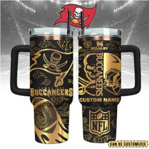 Mistmerch Tampa Bay Buccaneers Custom Stanley Quencher 40oz Stainless Steel Tumbler With Handle