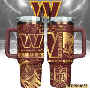 Mistmerch Washington Commanders Custom Stanley Quencher 40oz Stainless Steel Tumbler With Handle