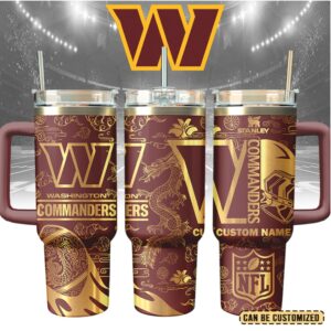 Mistmerch Washington Commanders Custom Stanley Quencher 40oz Stainless Steel Tumbler With Handle