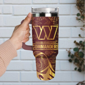Mistmerch Washington Commanders Custom Stanley Quencher 40oz Stainless Steel Tumbler With Handle