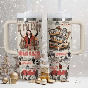 Morgan Wallen 40oz Tumbler with Handle and Straw, If I’m Lost Return to Wallen Country Music Fan Gift