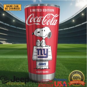 NY Giants NFL Mix Snoopy & Red Coca Tumbler Customizable Name