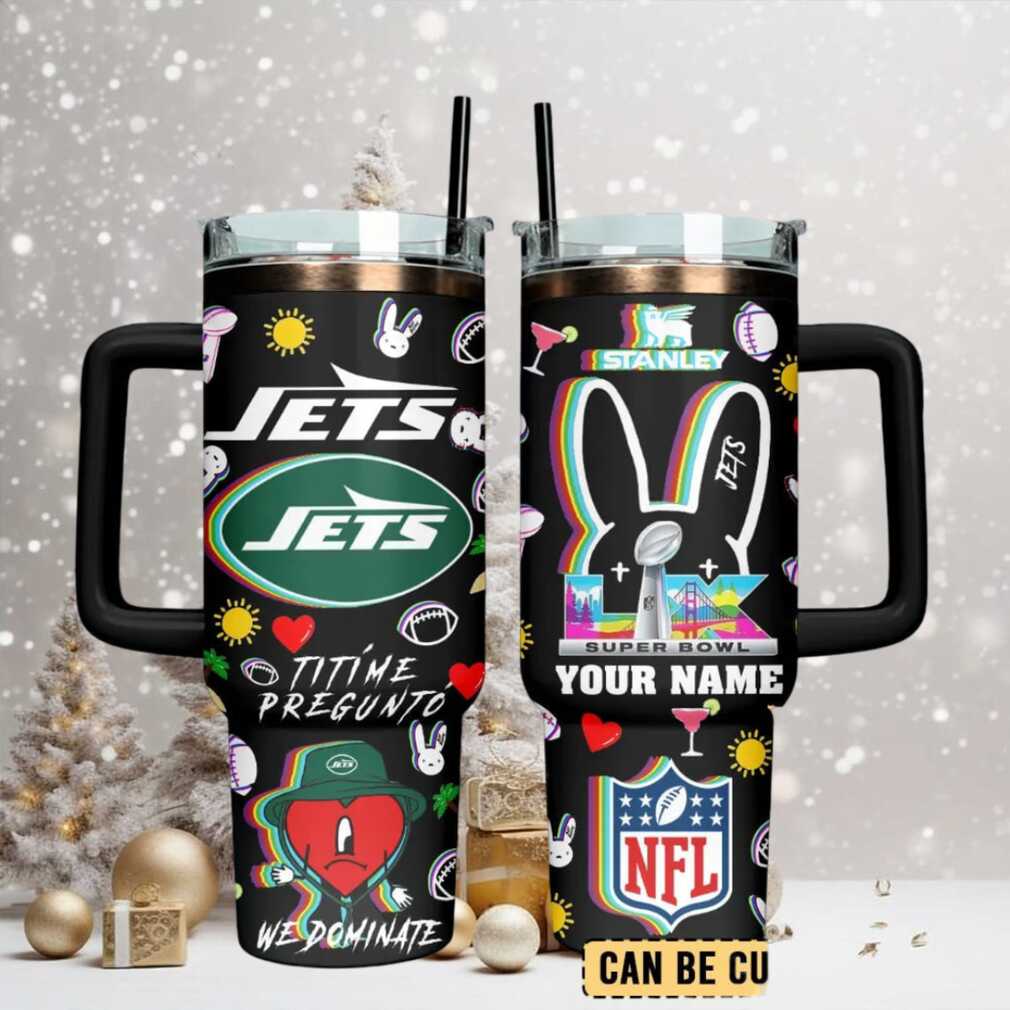 NYJ Jets Football x Bad Bunny Custom Stanley Cup 40 oz Tumbler With Handle NYJ Jets Football x Bad Bunny Custom Stanley Cup 40 oz Tumbler With Handle
