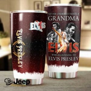 Never Underestimate A Grandma Who  Listening To Elvis Presley Tumbler