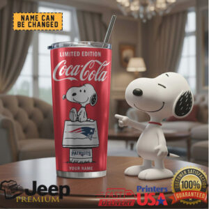 New England Patriots NFL Mix Snoopy & Red Coca Tumbler Customizable Name