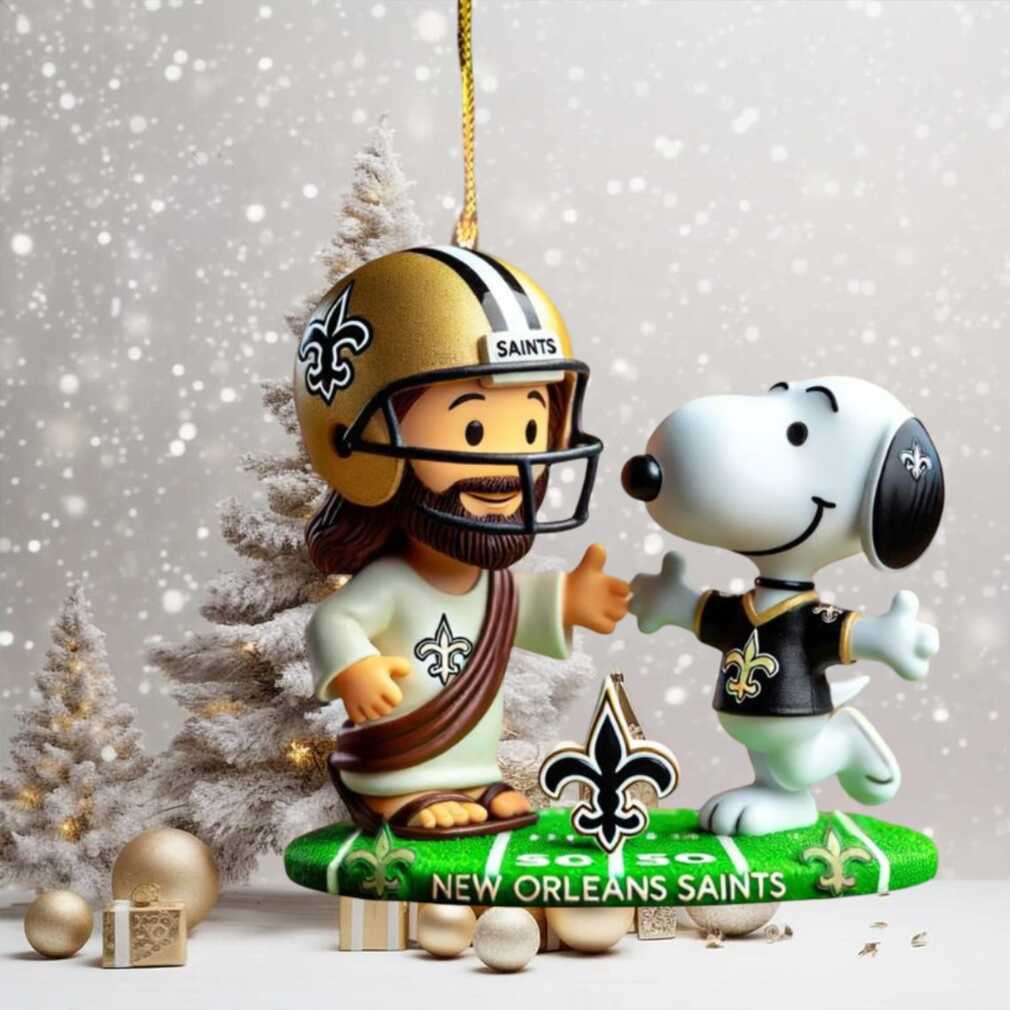 New Orleans Saints Snoopy & Jesus NFL Christmas Ornament New Orleans Saints Snoopy & Jesus NFL Christmas Ornament