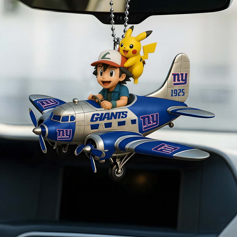 New York Giants Ash and Pikachu Airplane Ornament