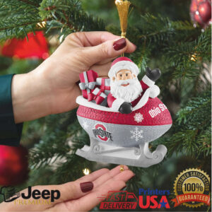 Ohio State Buckeyes Santa Sleigh Christmas Ornament