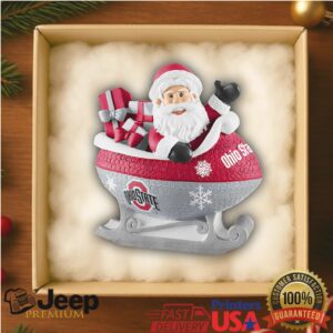 Ohio State Buckeyes Santa Sleigh Christmas Ornament