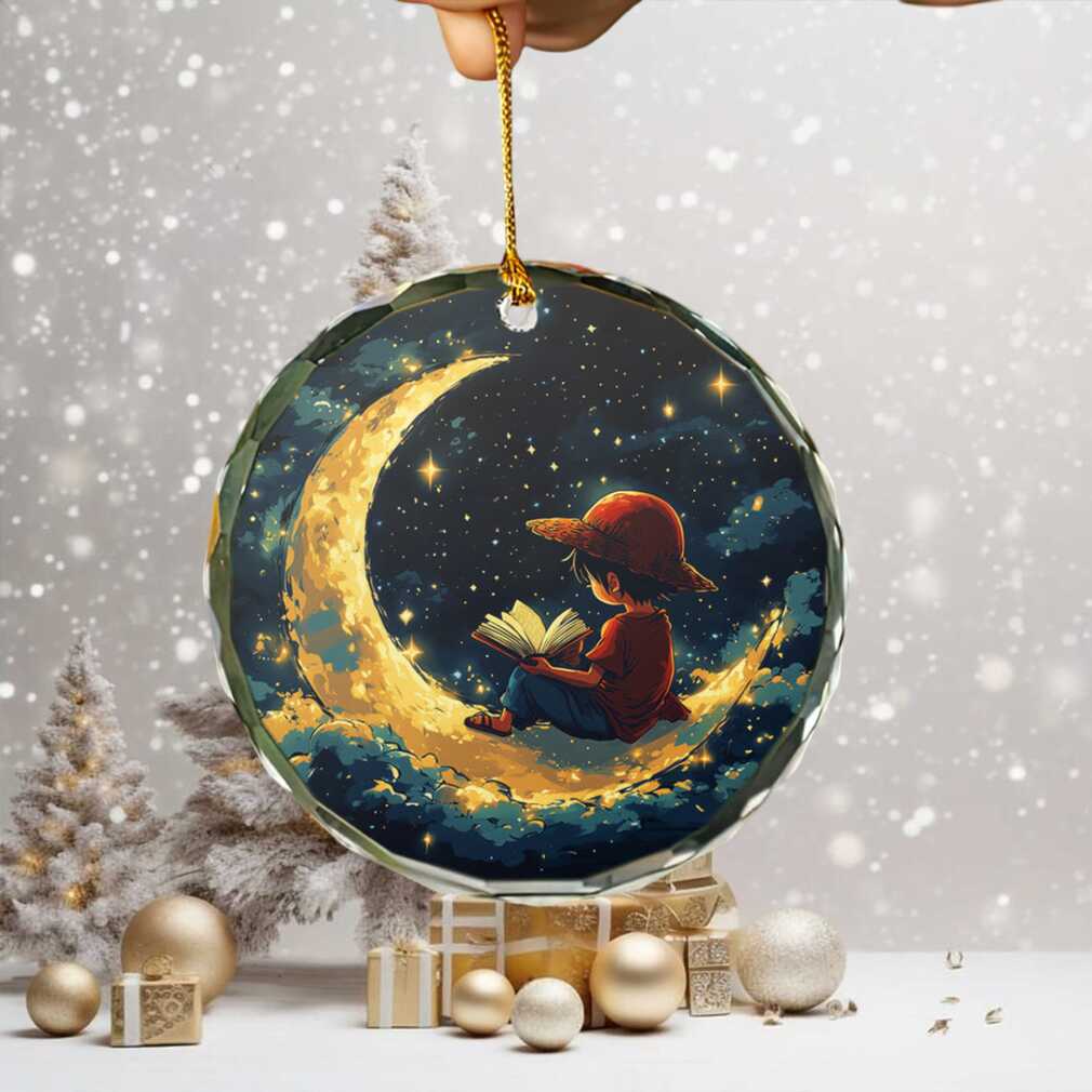 One Piece Anime Ornament Young Luffy Reading on Moon One Piece Anime Ornament Young Luffy Reading on Moon
