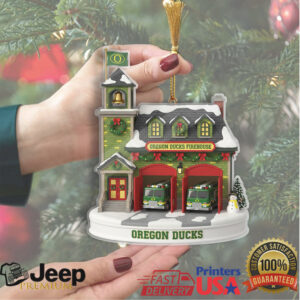 Oregon Ducks Christmas Fire Station Ornament