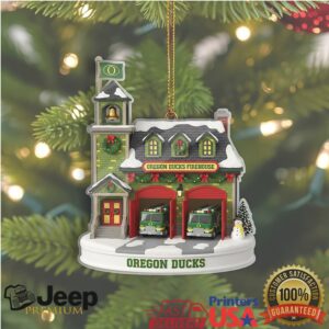 Oregon Ducks Christmas Fire Station Ornament