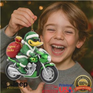 Oregon Ducks Motorcycle Christmas Ornament