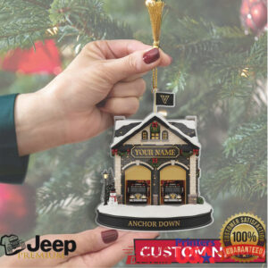 Personalized Anchor Down Firehouse Ornament Custom Name Fire Station Christmas Ornament
