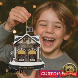Personalized Anchor Down Firehouse Ornament Custom Name Fire Station Christmas Ornament