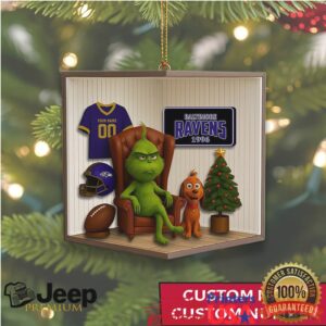 Personalized Baltimore Ravens Grinch Christmas Ornament