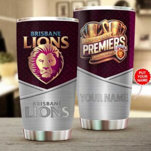 Personalized Brisbane Lions Built on Belief 2025 Premiers Tumbler