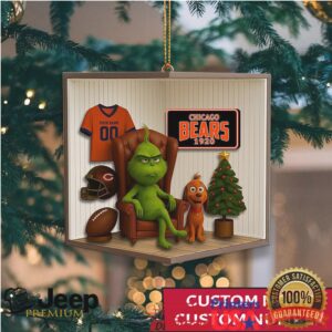 Personalized Chicago Bears Grinch Christmas Ornament