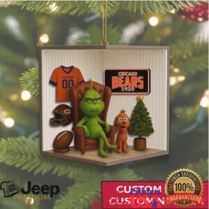 Personalized Chicago Bears Grinch Christmas Ornament