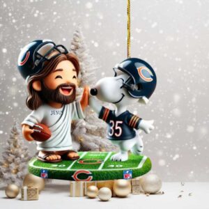 Personalized Chicago Bears Jesus and Snoopy Ornament