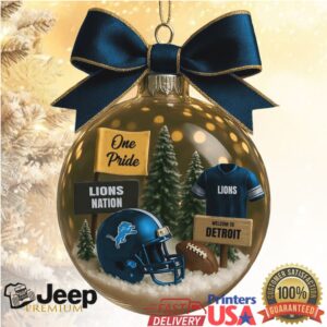 Personalized Detroit Lions Glass Style Holiday Ornament
