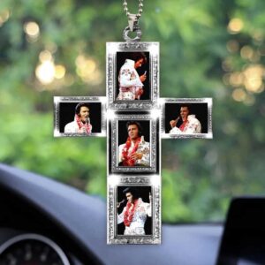 Personalized Elvis Memorial Cross Ornament for Car