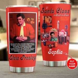 Personalized Elvis Presley Santa Claus is Back in Town Christmas Tumbler
