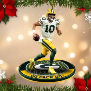Personalized Green Bay Packers Football Player Holiday Ornament