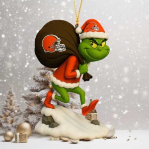 Personalized Grinch Cleveland Football Team Browns Christmas Ornament.jfif