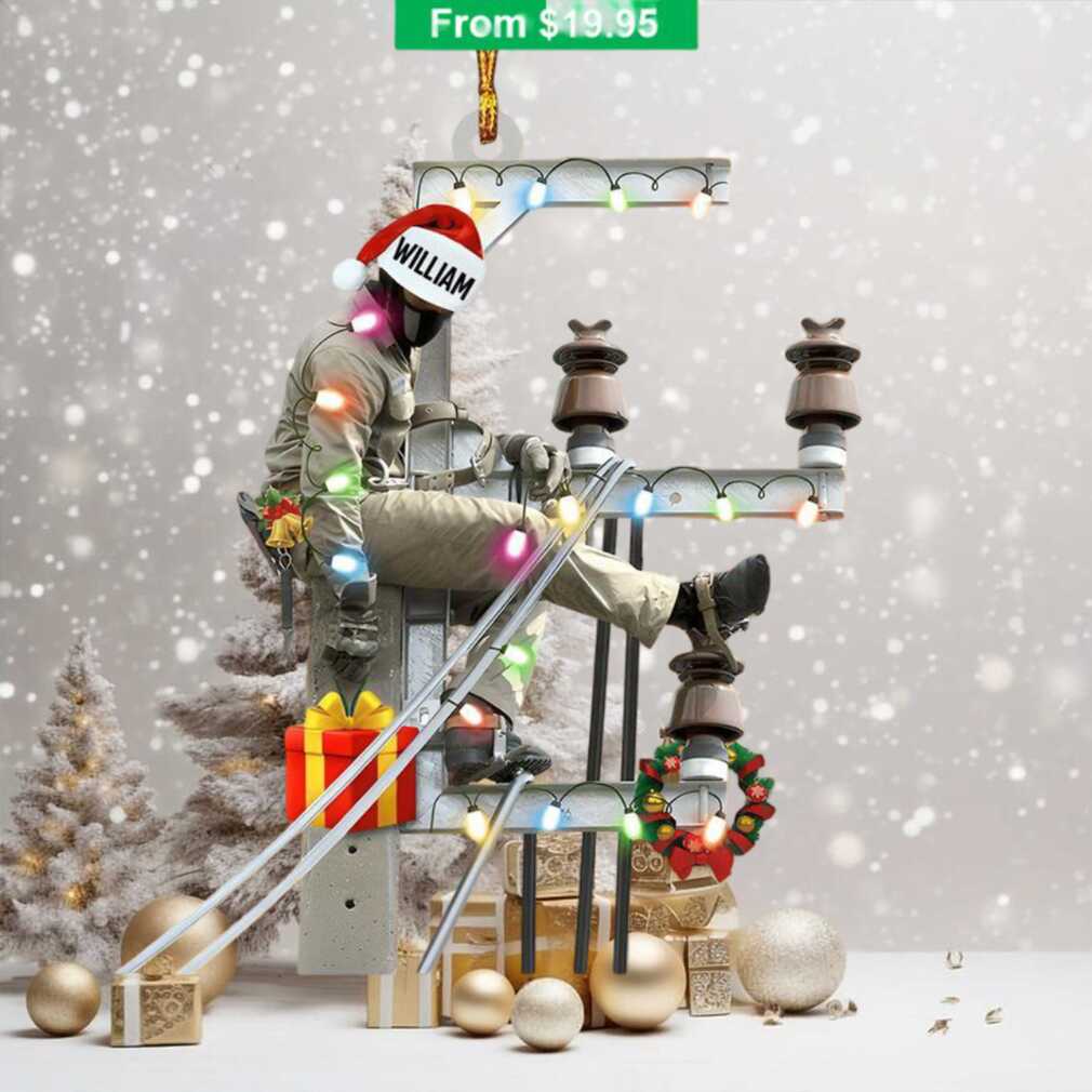 Personalized Lineman On The Pole Christmas Ornament Personalized Lineman On The Pole Christmas Ornament
