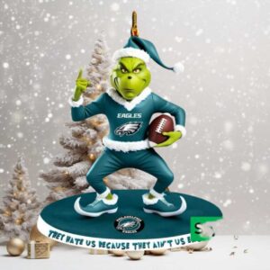 Personalized Philadelphia Football Team Eagles Grinch Christmas Ornament