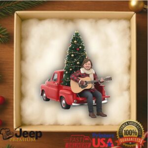 Personalized Red Truck Guitarist Christmas Ornament