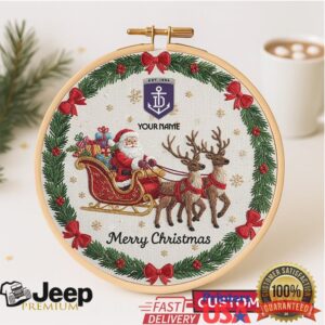 Personalized Santa Sleigh & Reindeer Embroidery Hoop Christmas Ornament