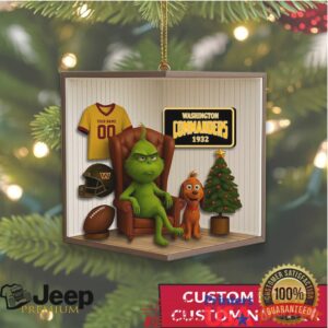Personalized Washington Commanders Grinch Christmas Ornament