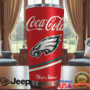 Philadelphia Eagles NFL Team Mix Coca Red Tumbler Custom Name