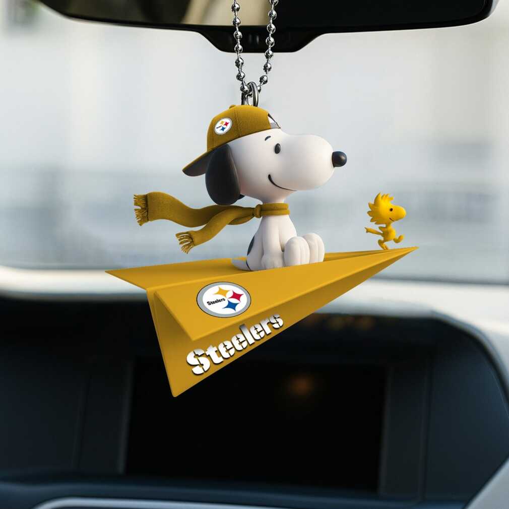 Pittsburgh Steelers Snoopy & Woodstock Peanuts Car Ornament Pittsburgh Steelers Snoopy & Woodstock Peanuts Car Ornament