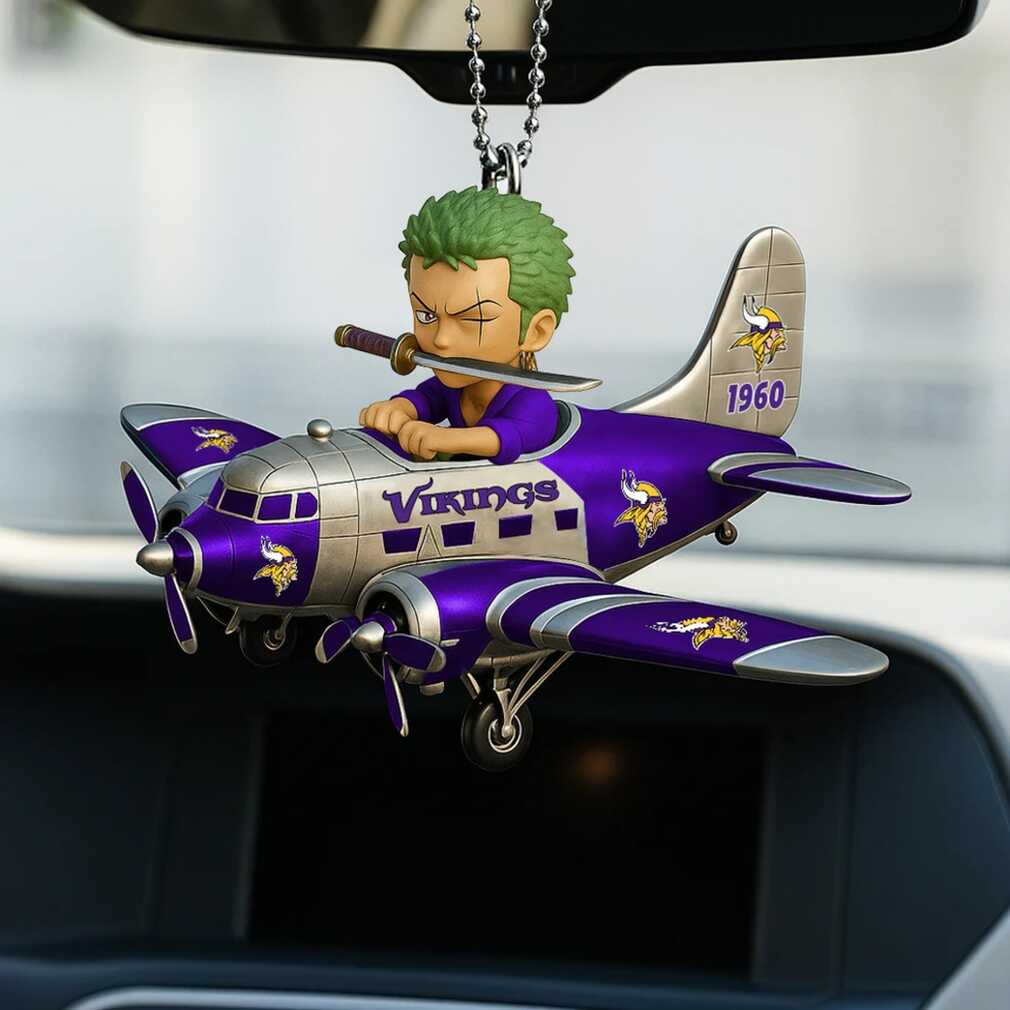 Roronoa Zoro in Minnesota Vikings Airplane Car Ornament Roronoa Zoro in Minnesota Vikings Airplane Car Ornament