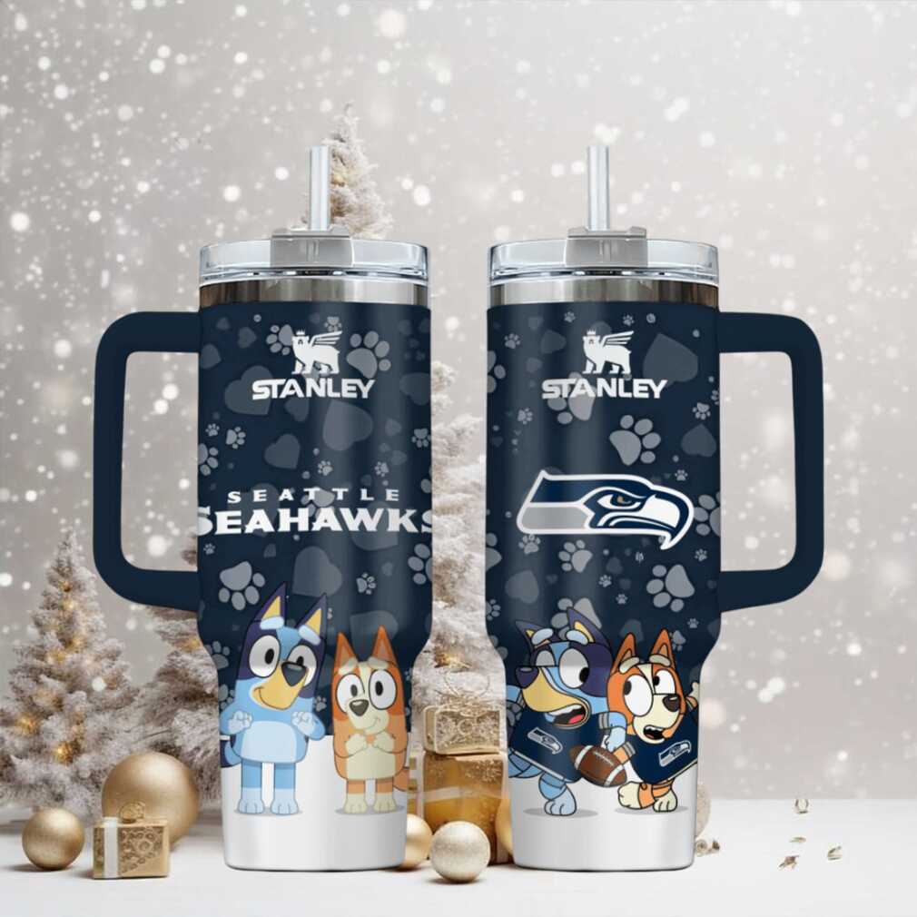 SEA Seahawks Football x Bluey Custom Stanley Cup 40 oz 30 oz Tumbler With Handle SEA Seahawks Football x Bluey Custom Stanley Cup 40 oz 30 oz Tumbler With Handle