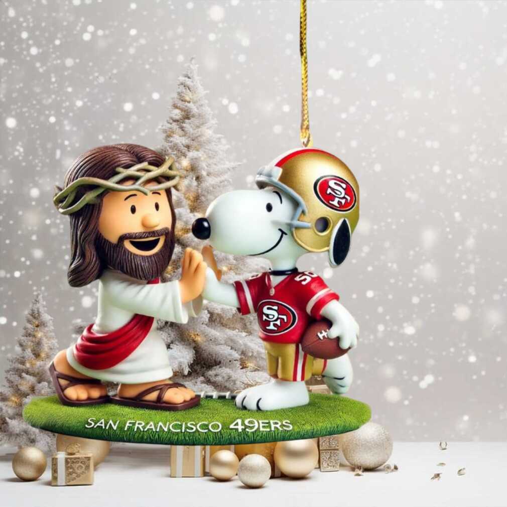 San Francisco 49ers NFL Jesus & Snoopy Christmas Ornament San Francisco 49ers NFL Jesus & Snoopy Christmas Ornament